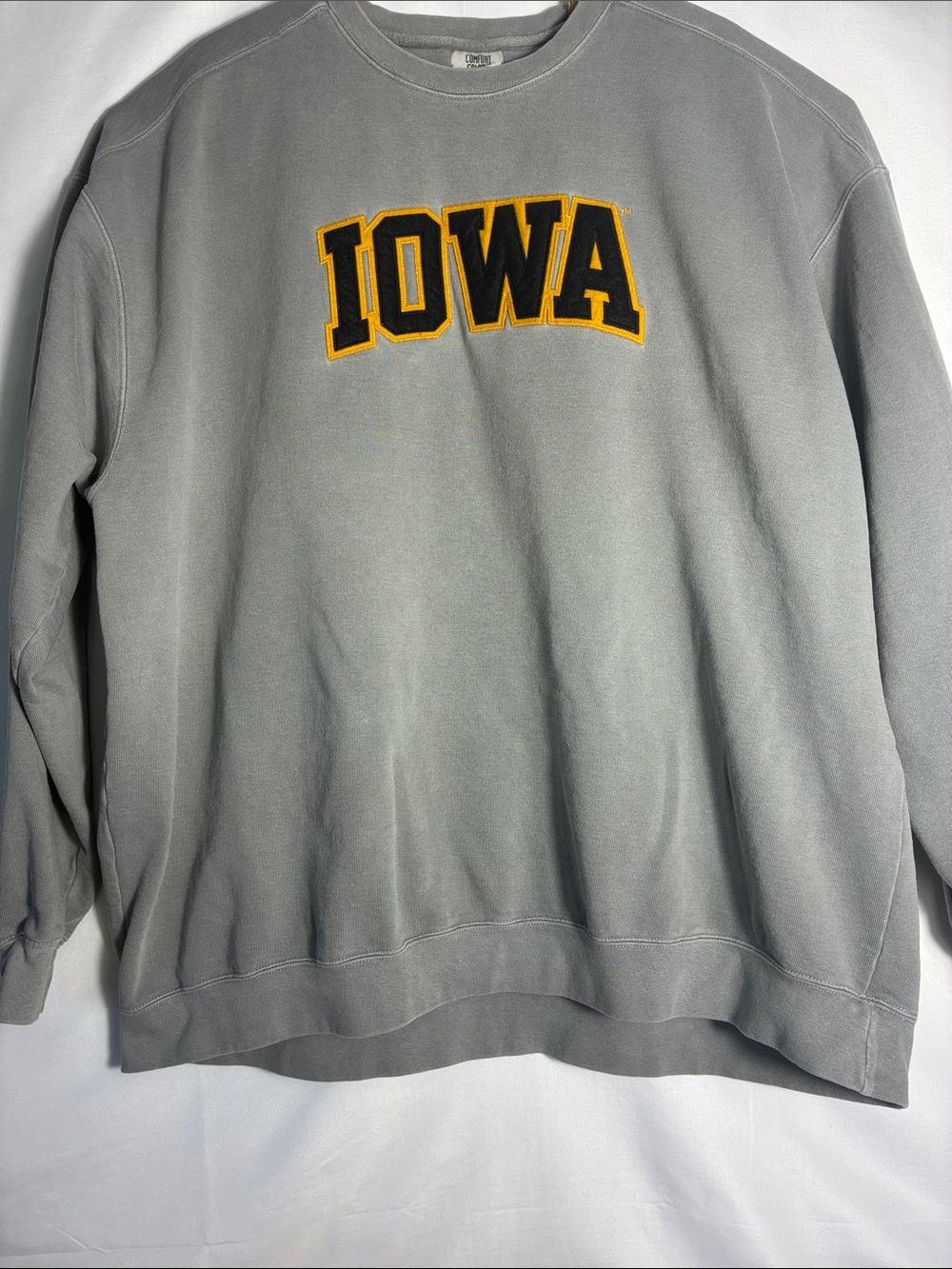 Comfort Colors Iowa Hawkeyes Crewneck Sweatshirt Gray Embroidered Spellout 3XL